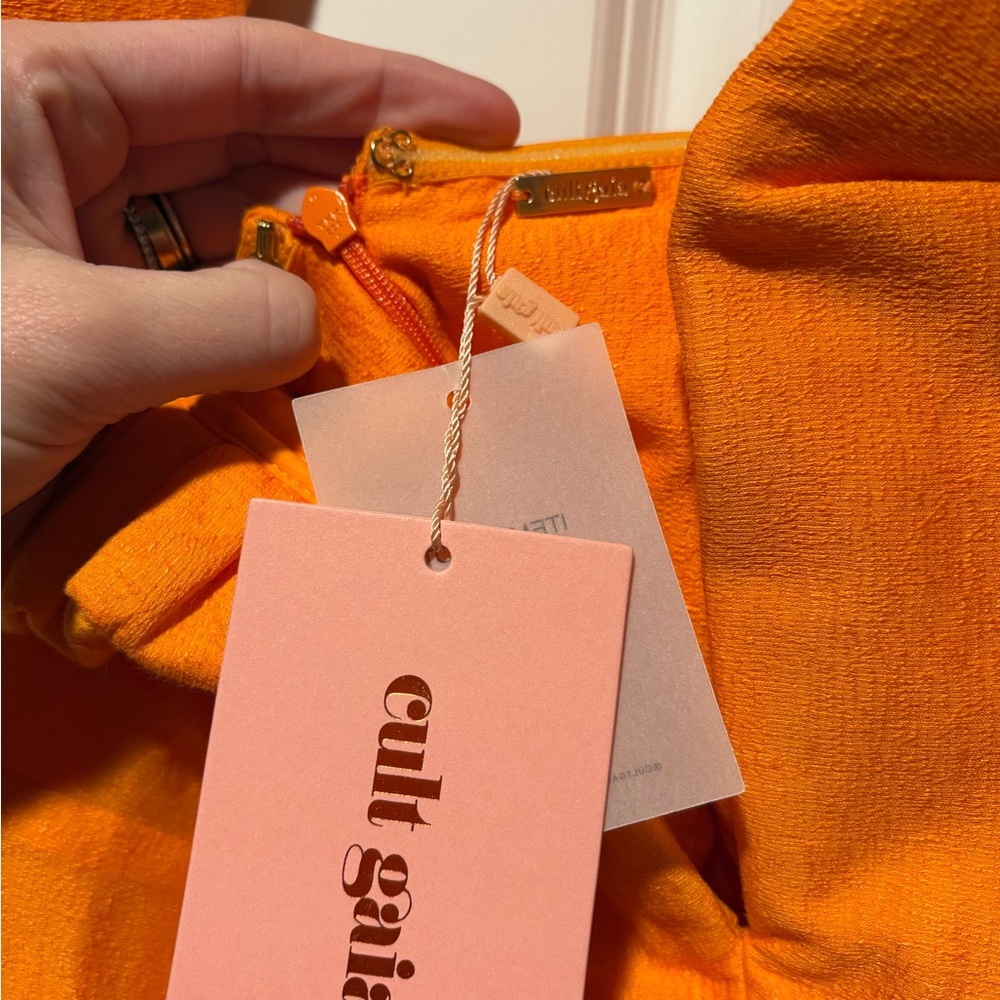 cult gaia Orange Off-Shoulder Strapless Midi Dress - Picture 3 of 4